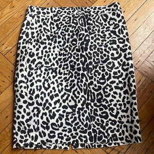 J.Crew Leopard Print White and Black Pencil Skirt - Size 0